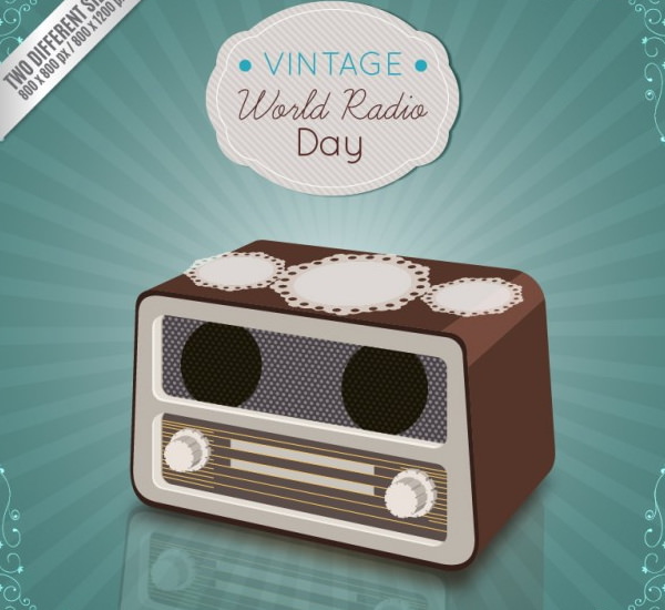 Realistic Radio Day Background in Vintage Style