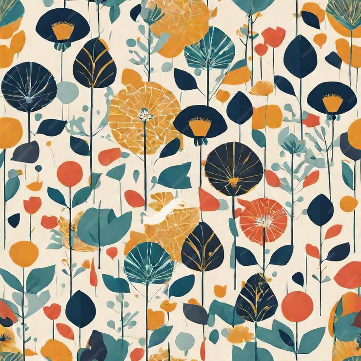 Seamless pattern with Flowers Leaves