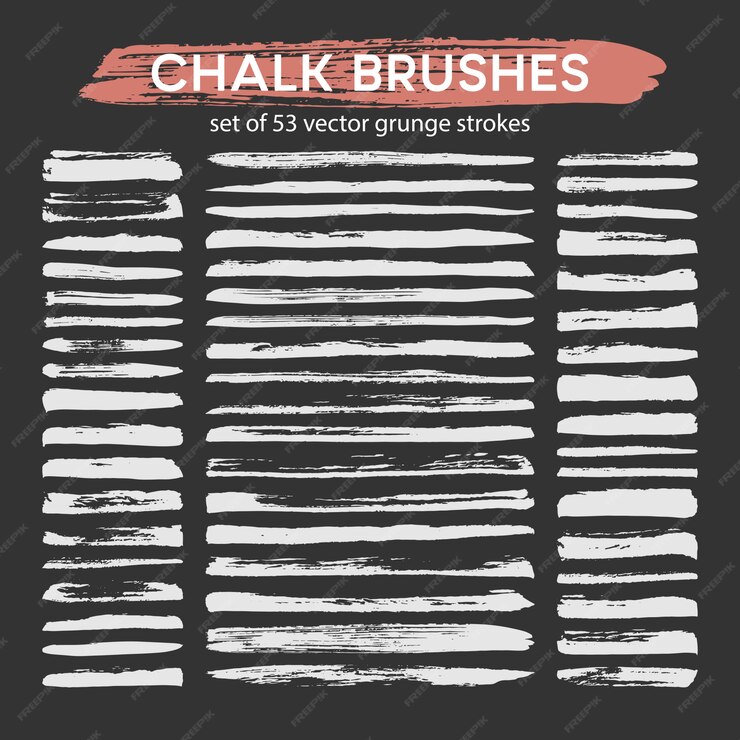 Set of 53 Chalk Brushes Vector grunge Strokes