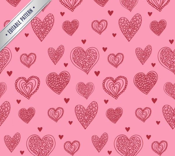 Sketchy Hearts Valentines Day Pattern