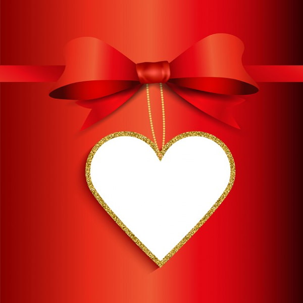 Valentine Day Gift Background with Heart Shaped Glitter Label