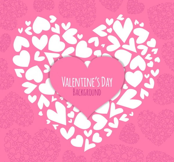 Valentine Hearts Background Madeup of White Hearts