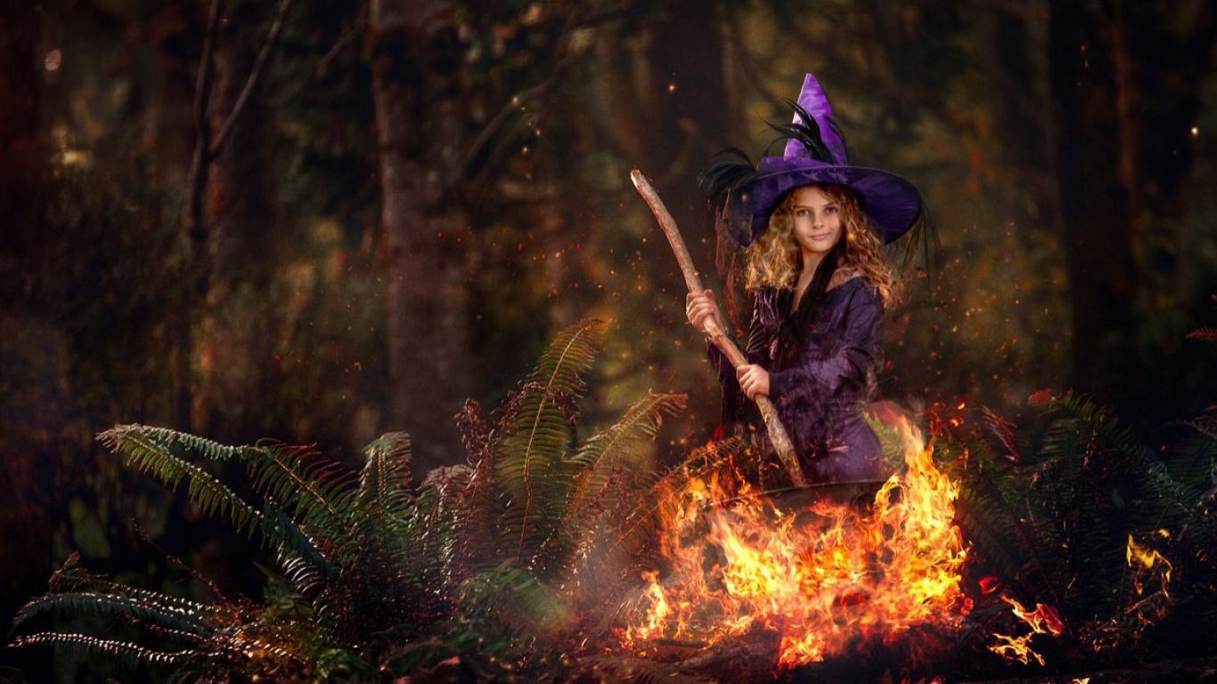 Little Witch with Fire Wallpaper
