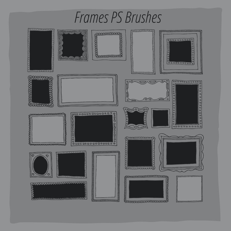 20 Hand Drawn Square Frames Brushes for Photoshop