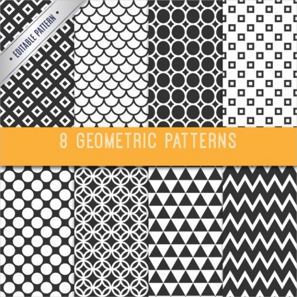 8 Black & White Geometric Patterns