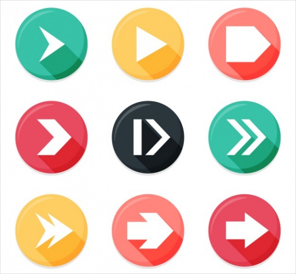 Arrows in Rounded Buttons Design