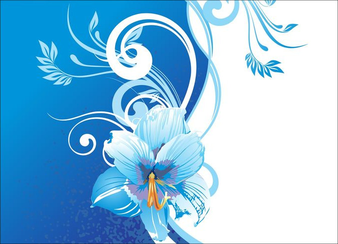 Background With Blue & White Flowers