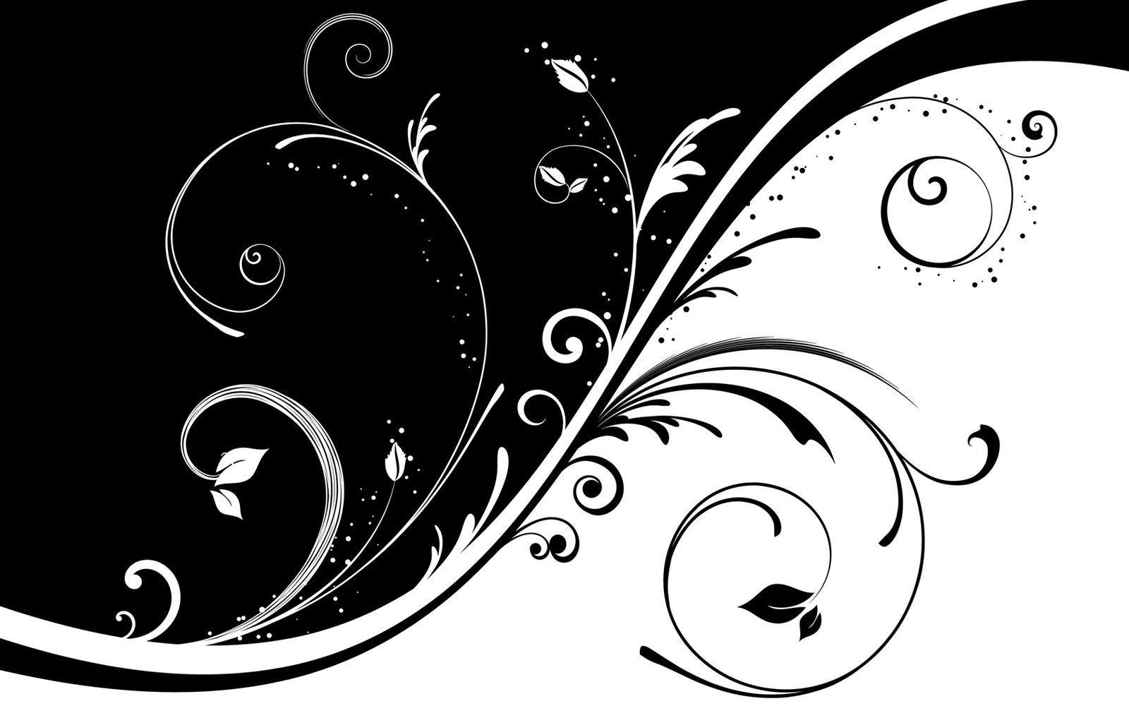 Black and White Abstract Art Flower Wallpaper