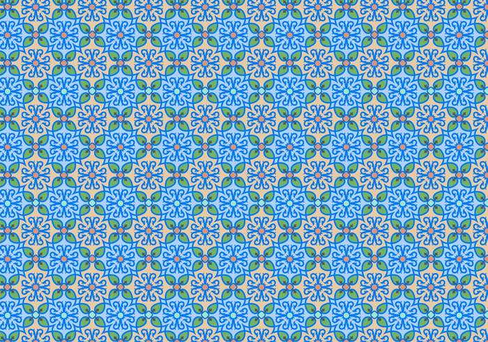 Blue Floral Mosaic Pattern