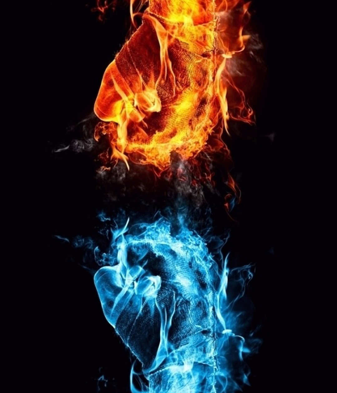 Blue & Red Fire Fist Background