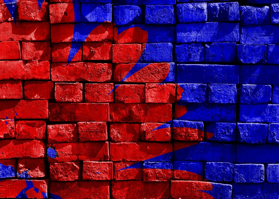 Blue & Red Painted Wall Background