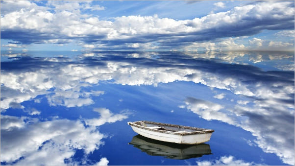 Blue Sky Reflection in Water Background