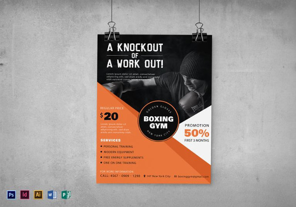 boxing gym flyer template