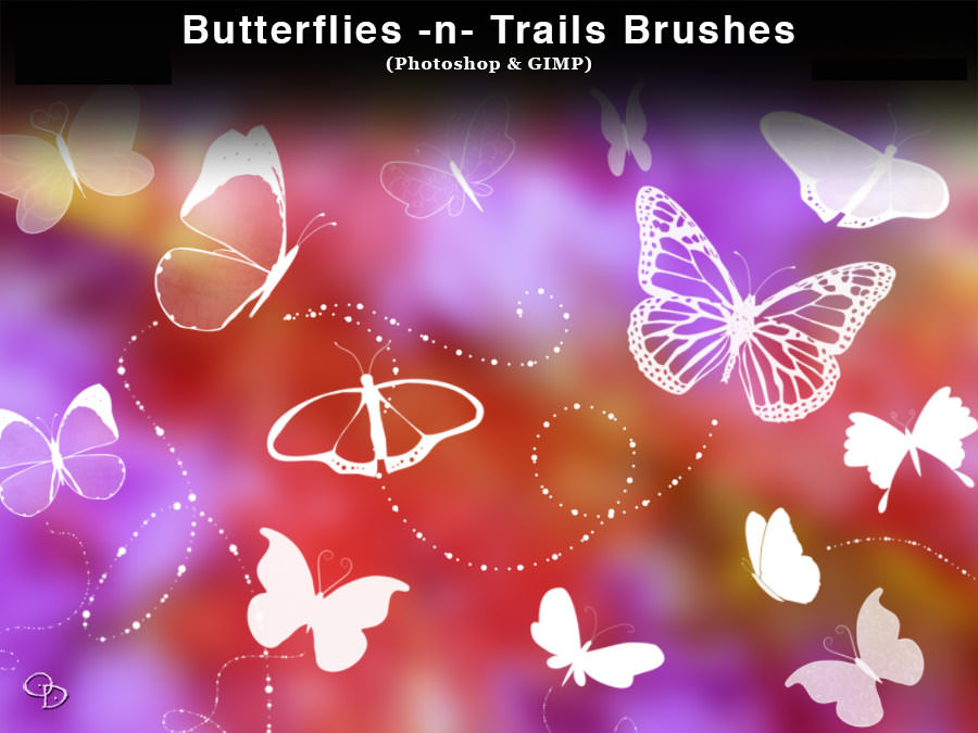 Butterflies and Trails Brushes for Photoshop and Gimp