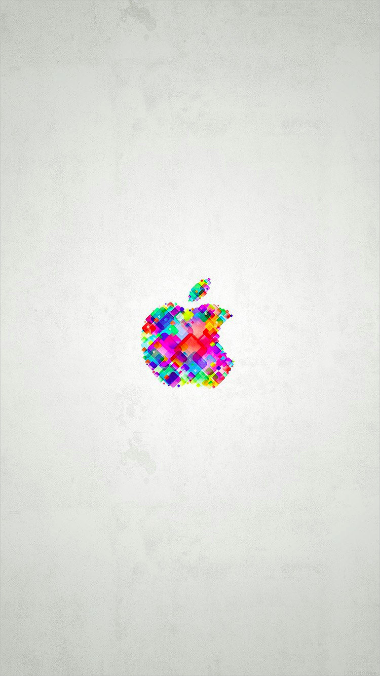 Colorful Apple Logo on White Background For iPhone