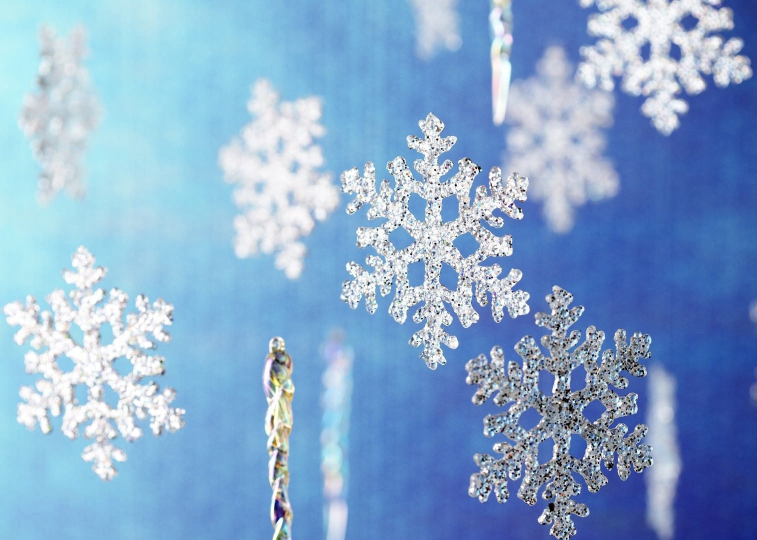 Cool Blue Snowflakes Glitter Background