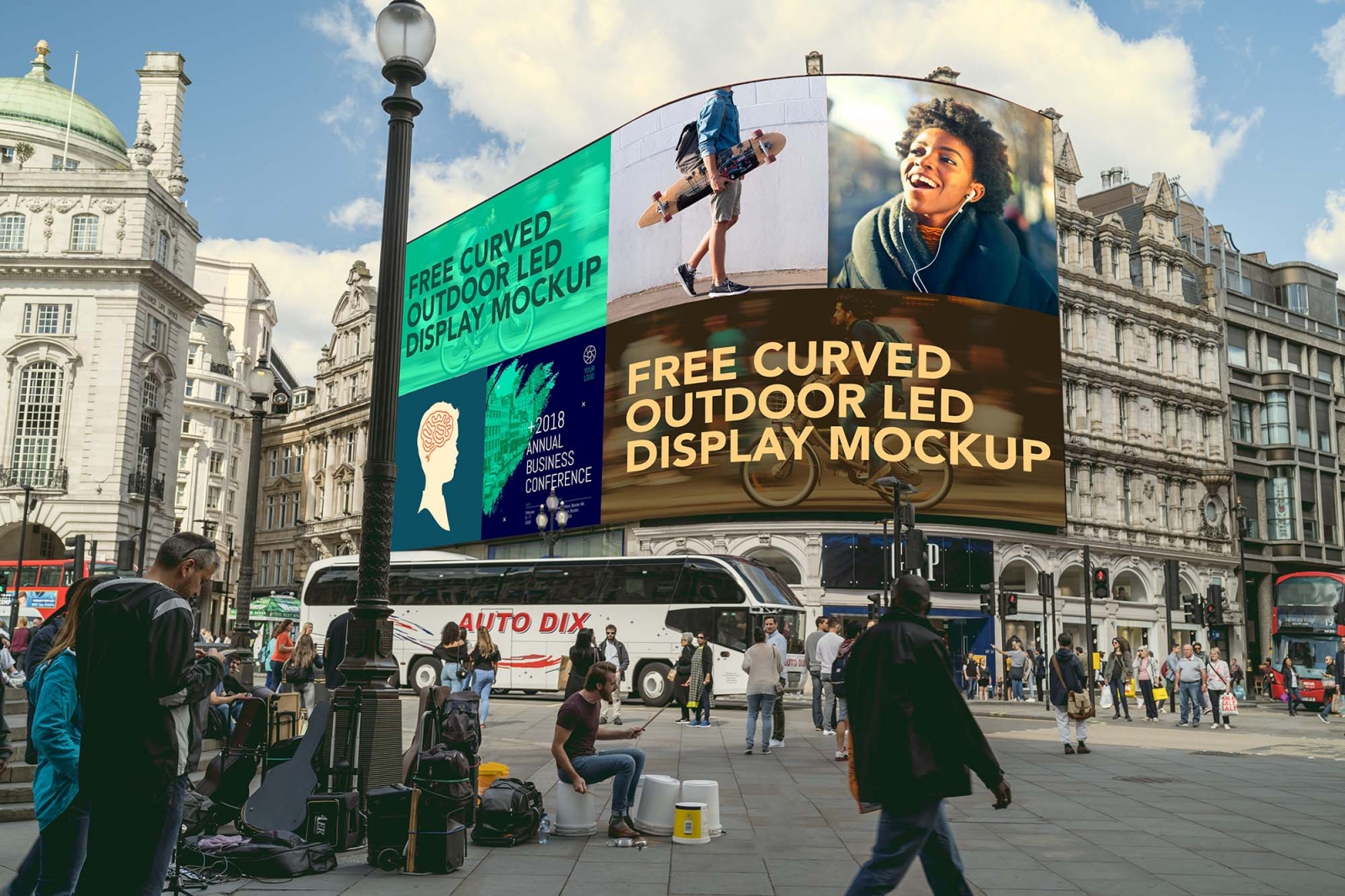 Free Curved Outdoor Advertising Mockup (PSD)