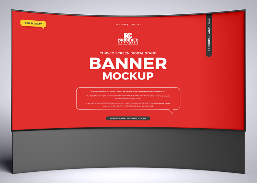 Free Curved Screen Banner Mockup