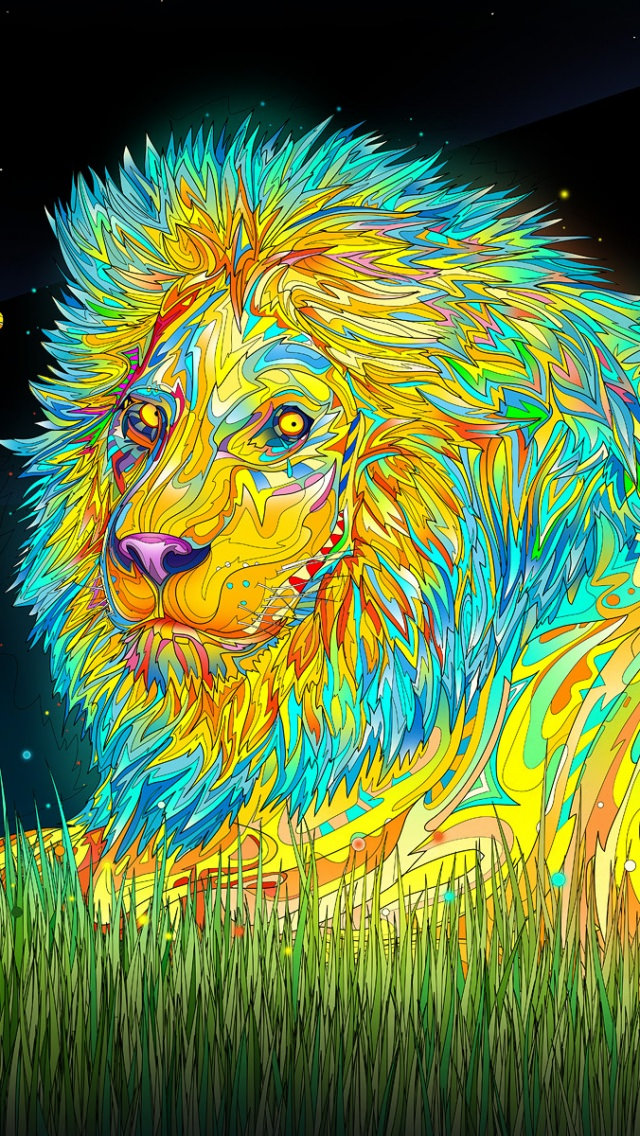 Free Lion Trippy Background For iPhone