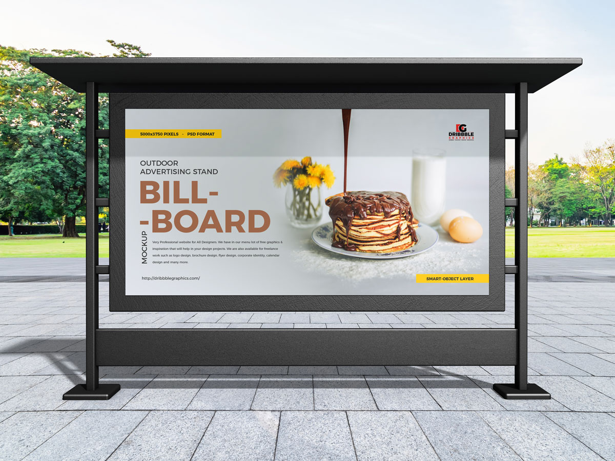 Free Outdoor Stand Advertising Billboard Mockup Design