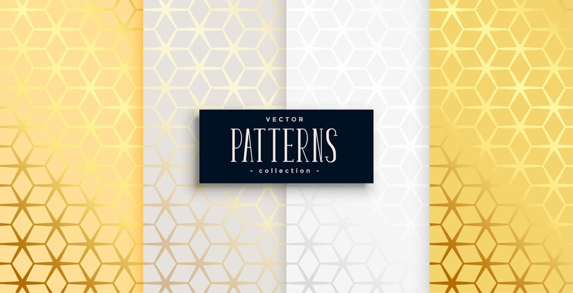 Golden Geometric Hexagonal Pattern Set of Four