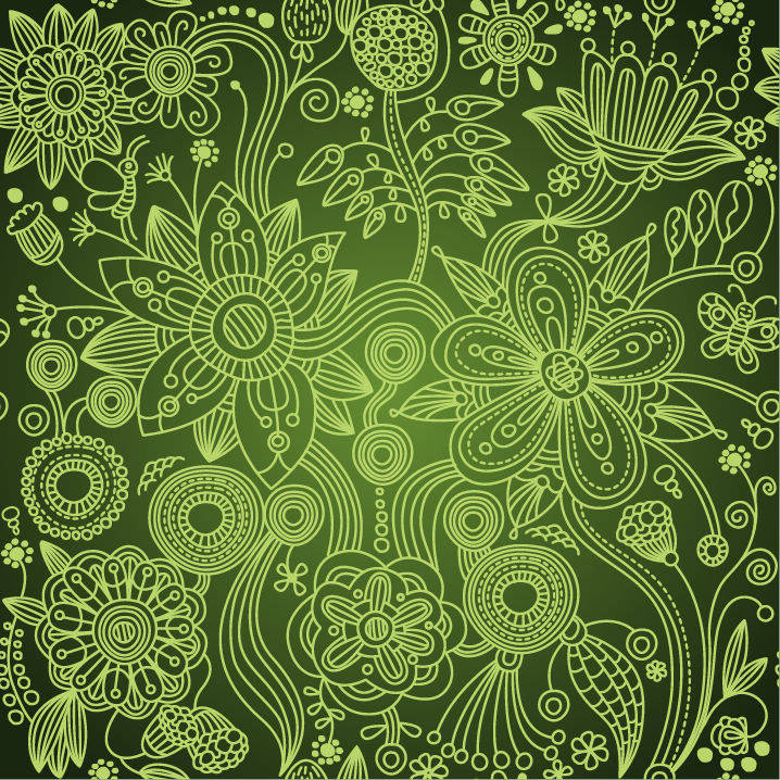 Green Floral Seamless Background Vector Illustration