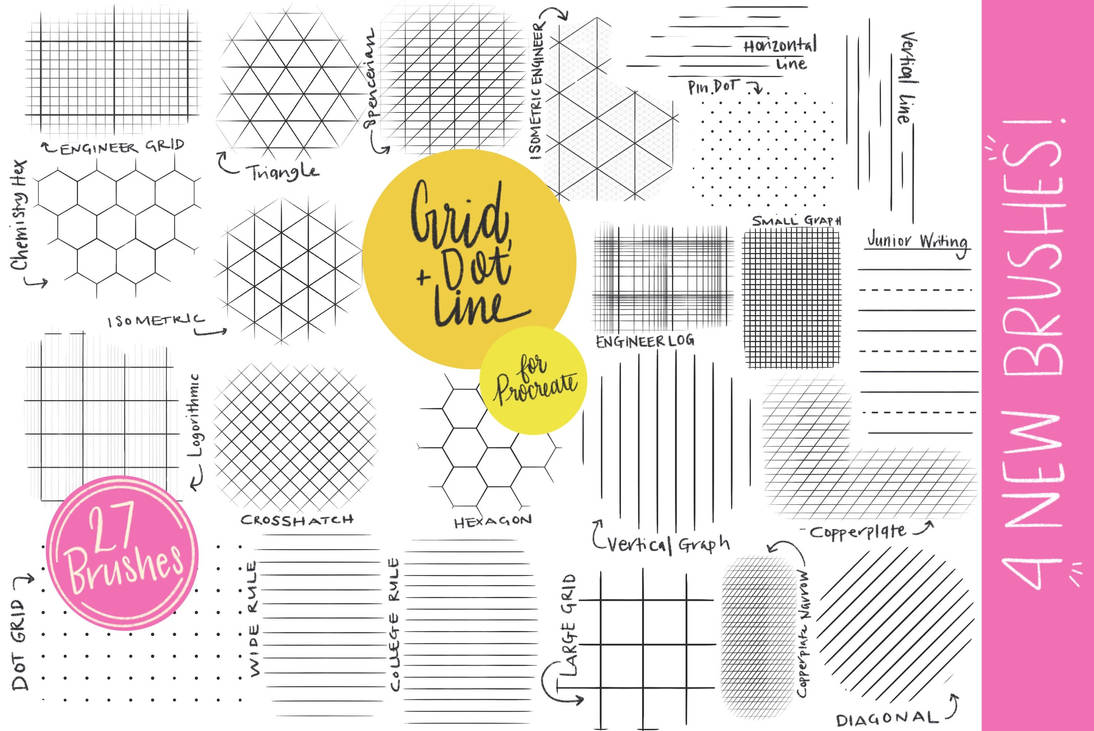 Grid Dot Line Procreate Brush Set