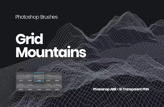 Grid Mountains Photoshop Brushes