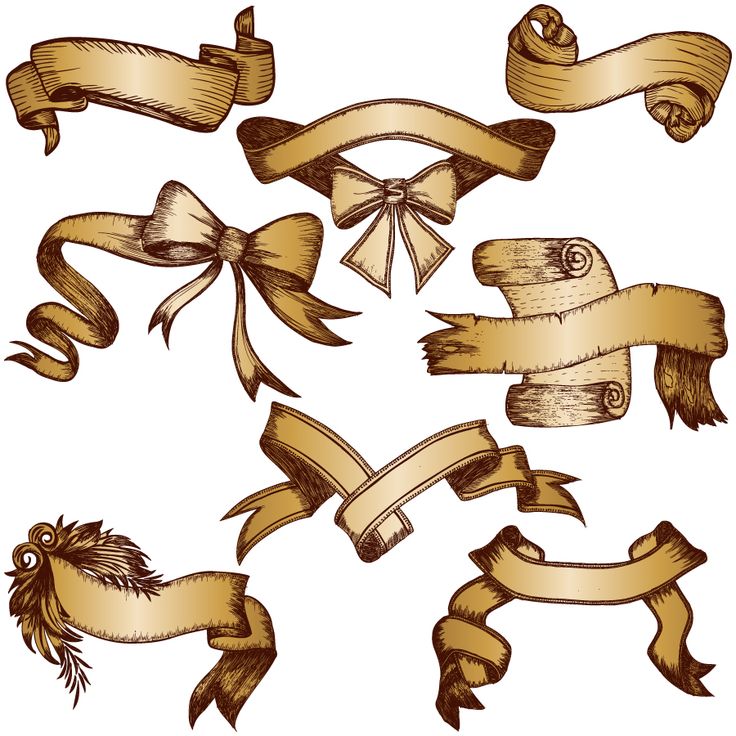 Hand Drawn Ribbon Banners Vector