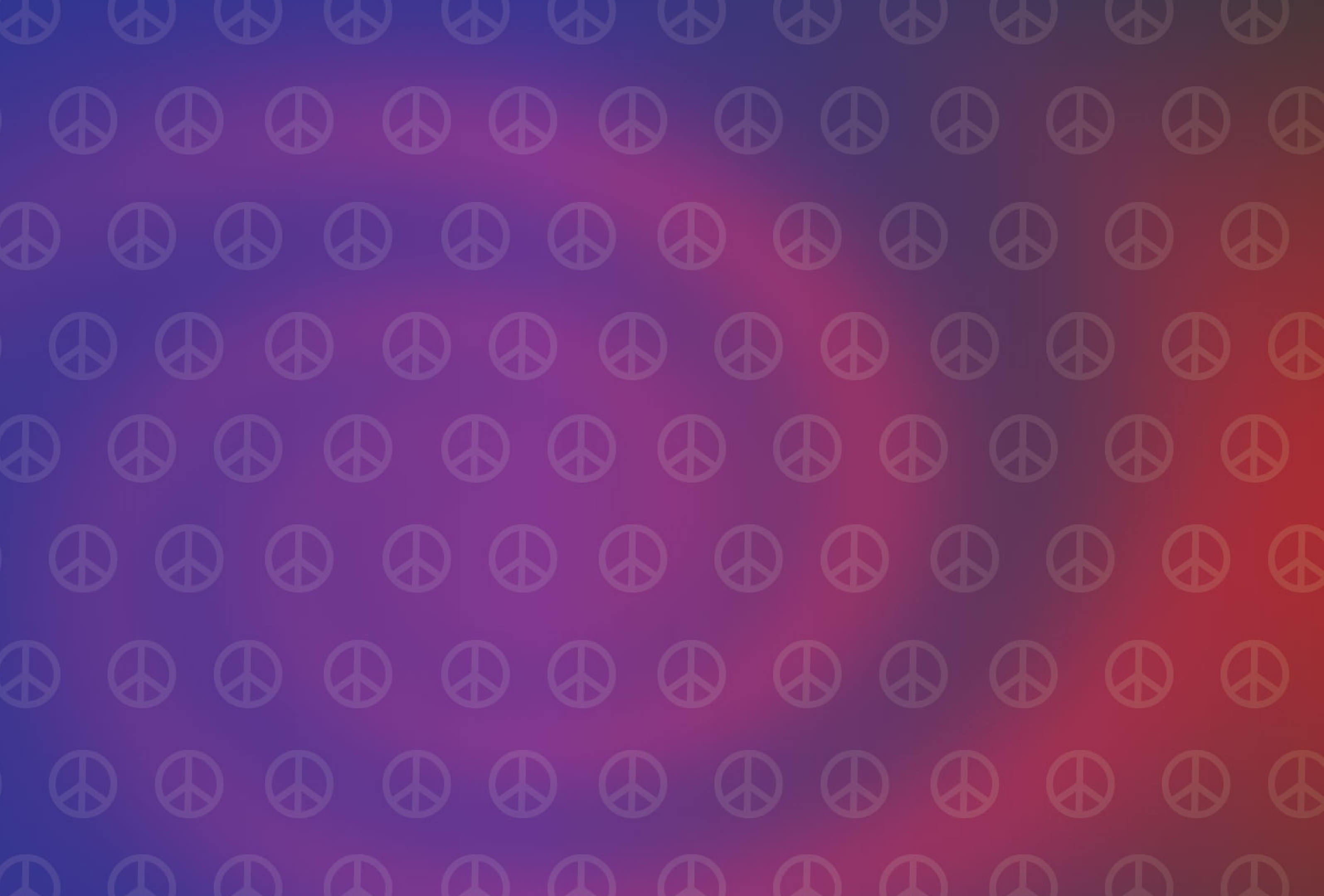 Hippies Sign For Peace Red & Blue Background