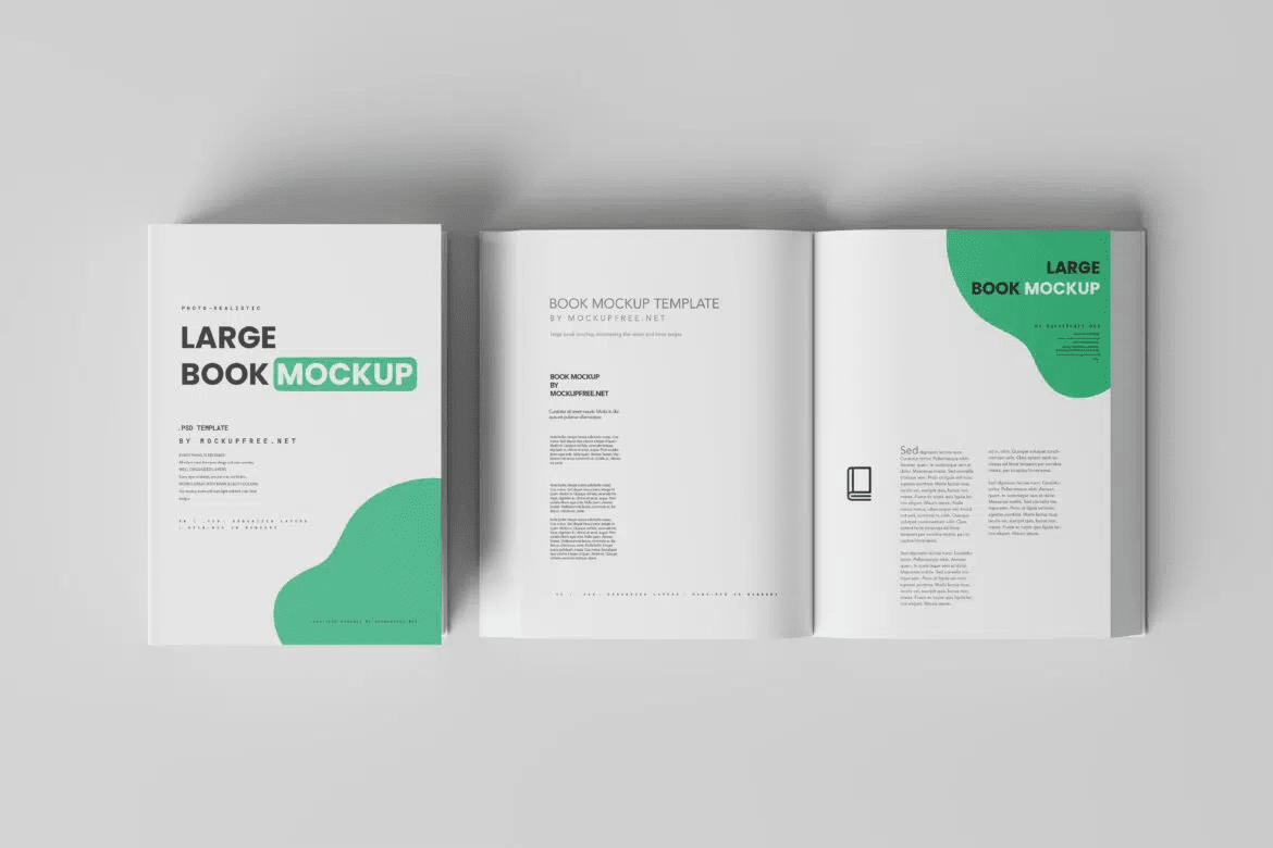 Large Size Book Cover and Inner Page Mockups