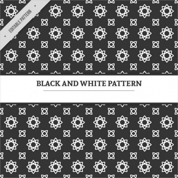 Lineal Flowers Black & White Pattern