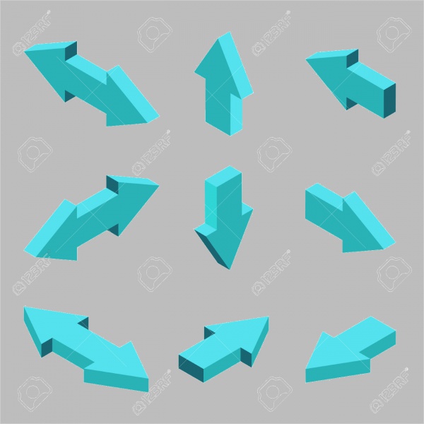 Modern Isometric Arrows Button Set