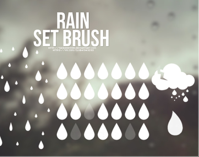 Photoshop Rain Set Brush