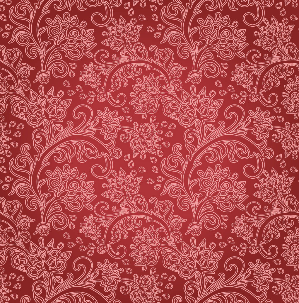 Red Floral Motif Pattern Wallpaper
