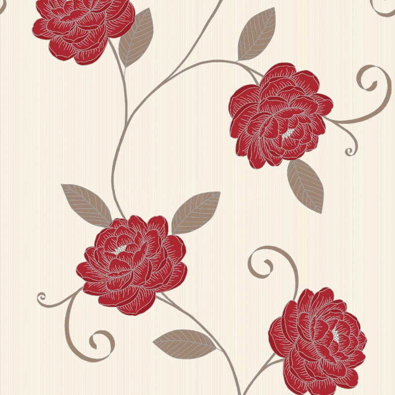 Red Floral Wallpaper Design