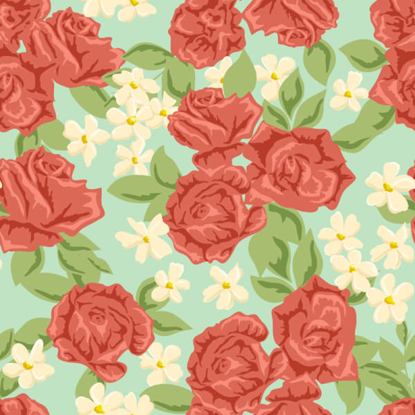 Red Roses Flower Seamless Pattern