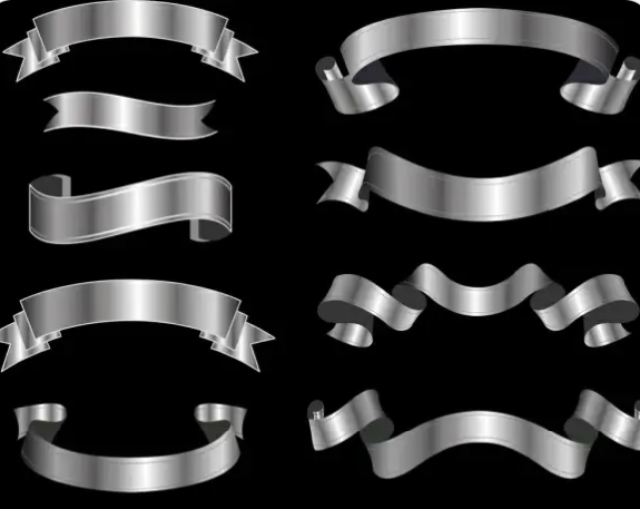 Shiny Silver Ribbon Banner Brushes 