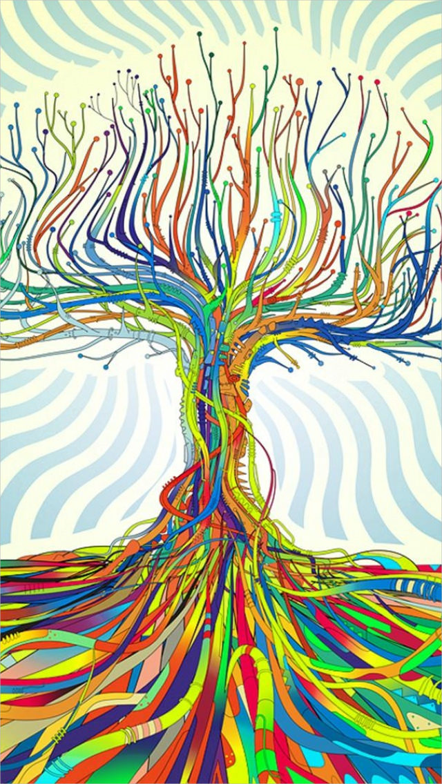 Trippy Colorful Tree iPhone 5 Background