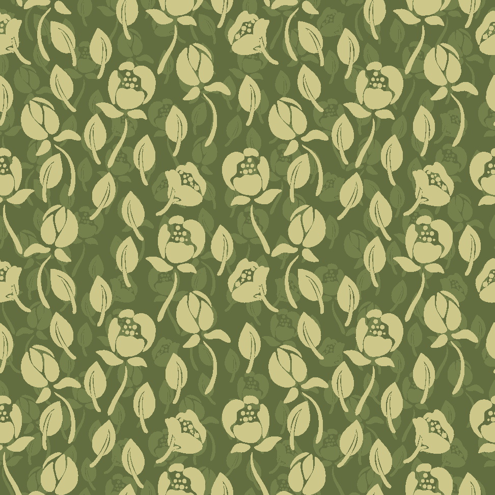 Vintage Green Seamless Flower Pattern