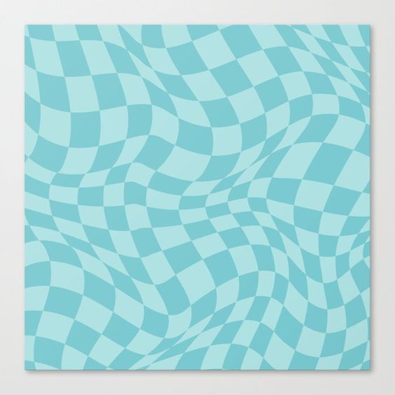 Warped Checkered Pattern In Aqua Mint Ocean Blue