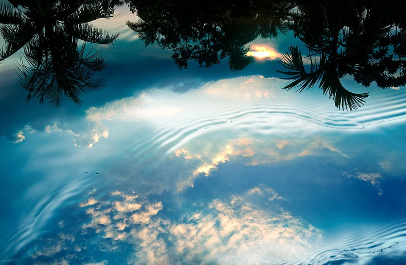 Water Reflection Background of Blue Sky