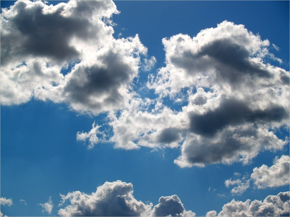 White Clouds in Blue Background