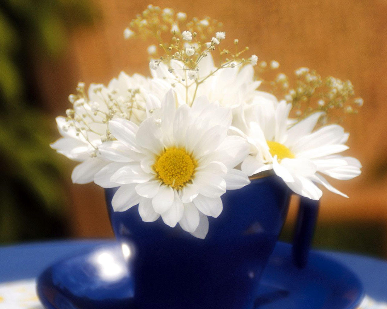 White Glowing Flowers Background