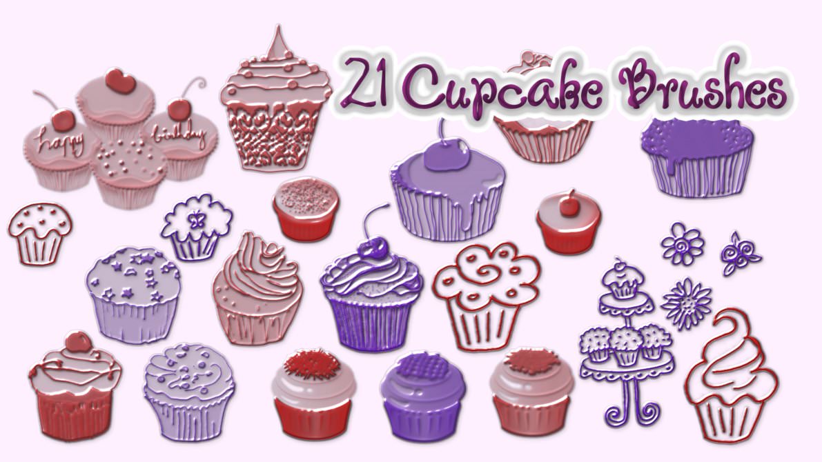 Yummy and Tasty Sweet Cup Cakes Photoshop Brushes