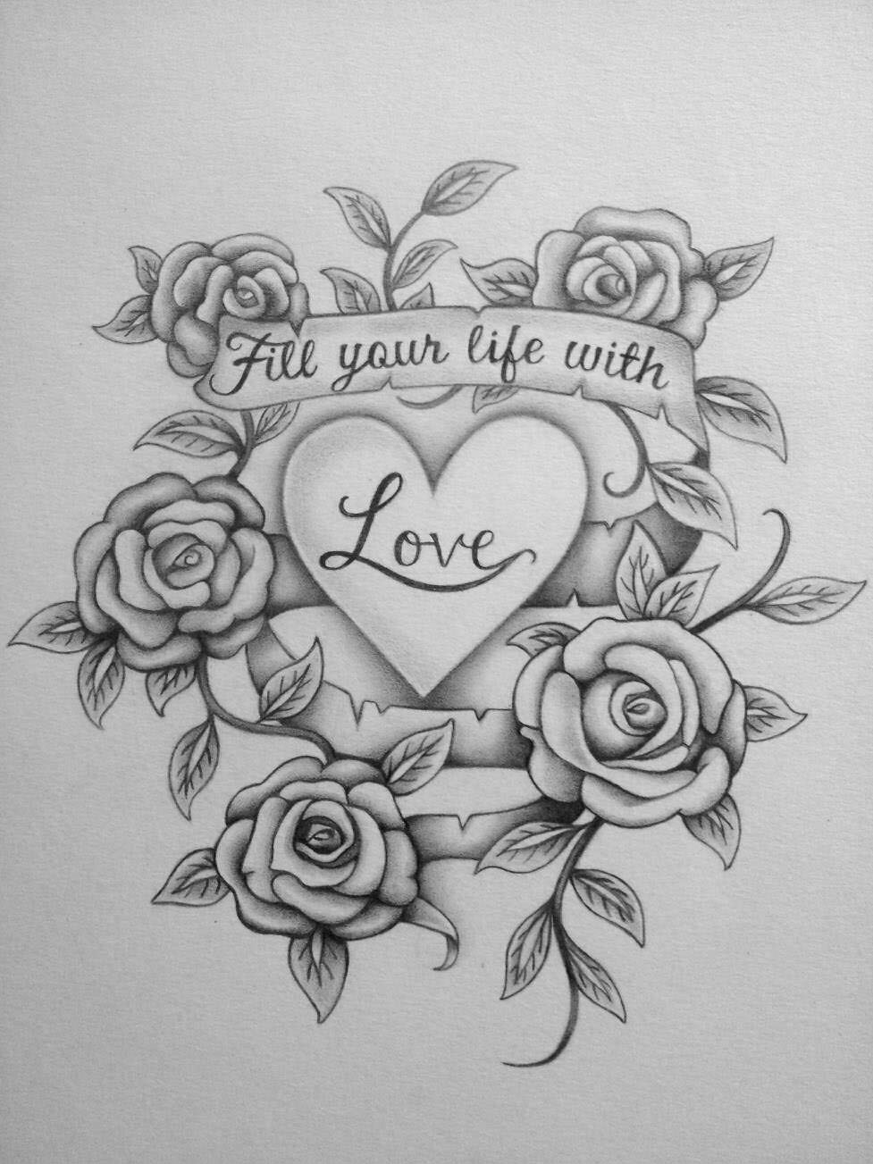 Love Rose Flower Drawing