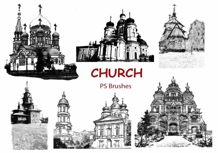 20 Church Sketch PS Brushes