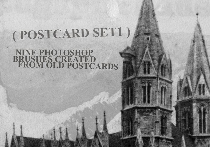9 Old Post Card Brush Set