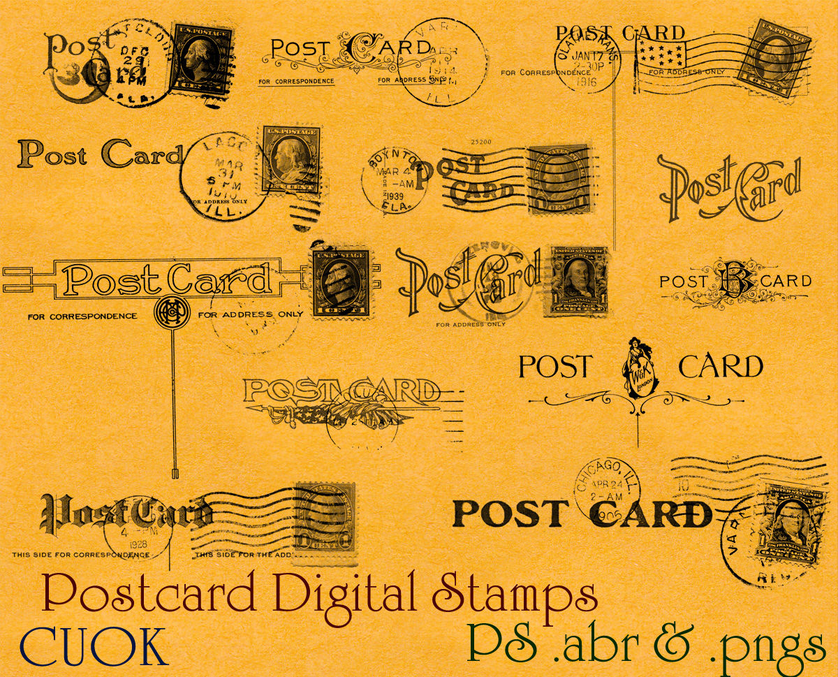 Vintage Postcard Backs Photoshop Brushes