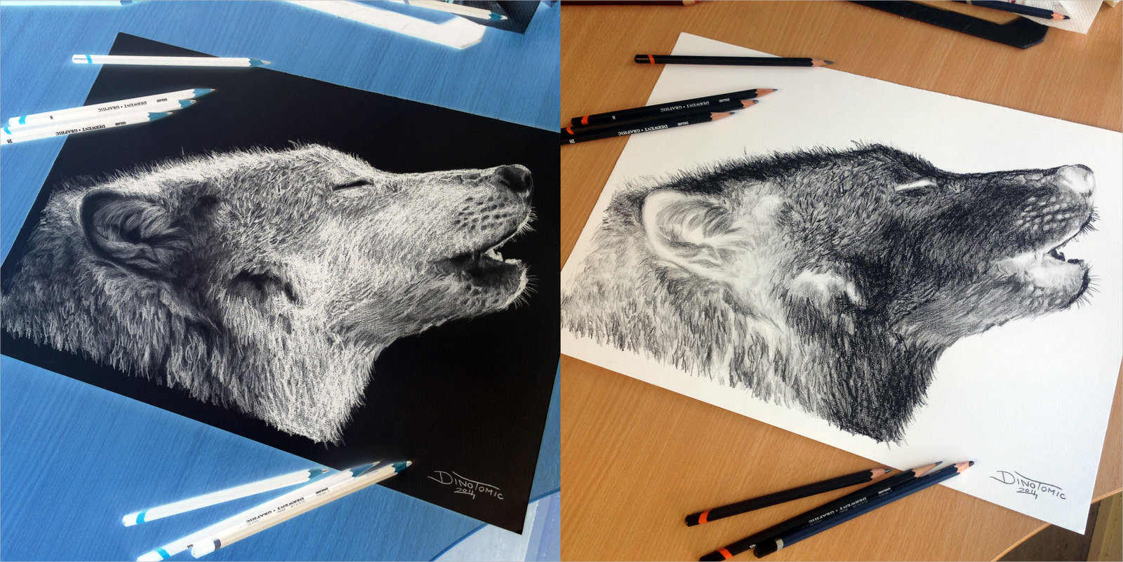 Wolf Inverted Pencil Drawing